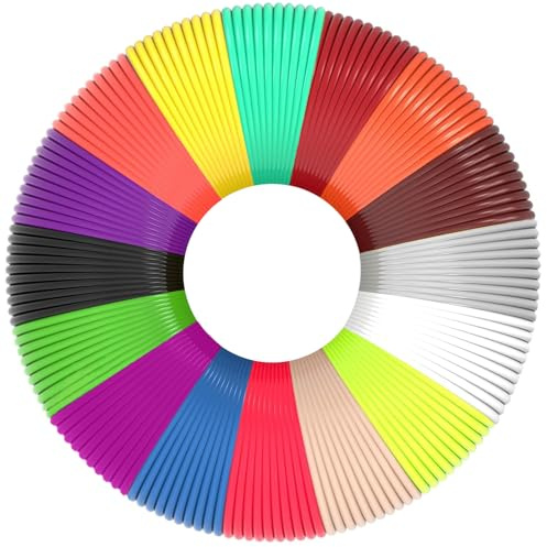 Yungden 3D-penna filament PLA, 15 färger 3D-penna filament PLA 1,75 mm, totalt 45 m, 3D-pennor färgset för MYNT3D, SCRIB3D, Dikale, Creative Kids, 3D-tryckpennor (3D-penna ingår ej)