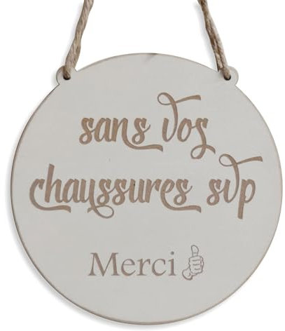 PlaqueMarket | Sans Vos Chaussures Plaque de Porte en Bois Bienvenue Veuillez Retire Vos Chaussures Panneau à Suspendre