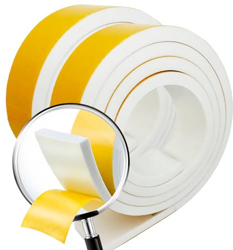 Burletes para ventanas correderas | Cinta espuma adhesiva 15mts, 6mm x 3mm | tira de sellado para puertas | Burlete goma espuma | Sellador de ventanas para el frio | Aislante acustico | Blanco 3 Pzas.