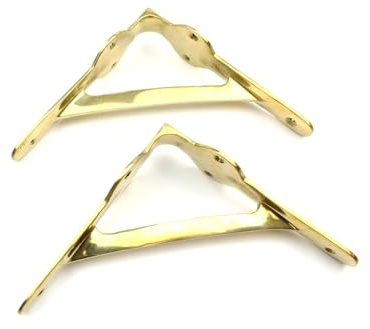 Pair of Solid Brass Gallows Style Shelf Brackets 150mm x 150mm