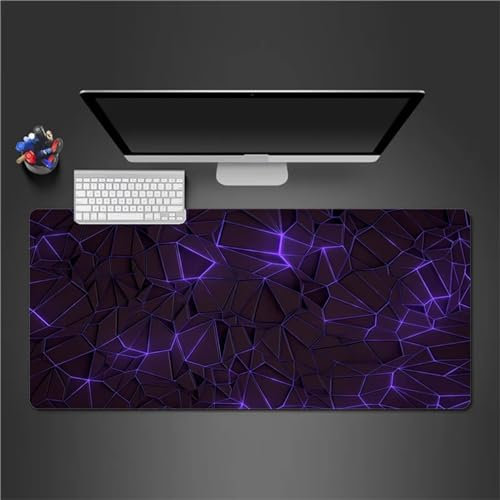 Tainrun Mauspad,Groß XXL Gaming Mauspad Extended Large Lila Schwarze Geometrie Mouse Pad Premium-Strukturiertes Rutschfestes mit Genähten Kanten Schreibtisch Matte für Notebooks, PC 700x300x3mm