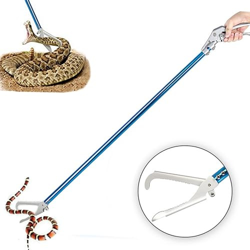 Professionelle Schlangenzange aus Aluminiumlegierung, für Reptilien, Rassel, Schlangenfänger, breite Backen, Werkzeug mit Schloss und komfortablem Griff (inkl. Schlangenjagdtasche), 100 cm