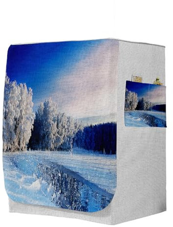Highdi 3D Waschmaschinenabdeckung, Staubdicht Sonnenschutz für Frontlader Waschmaschine Staubdichte Staubdichte Abdeckung Waschmaschine (S-Kapazität 6~7,5kg,Winter 4)