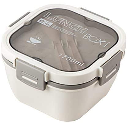 Fockety Contenitore di Plastica per il Pranzo 'insalata, Contenitore Portatile per il Pranzo 'insalata 2 Strati con Protezione da Troppopieno per gli Impiegati (Bianco, 1700ml)