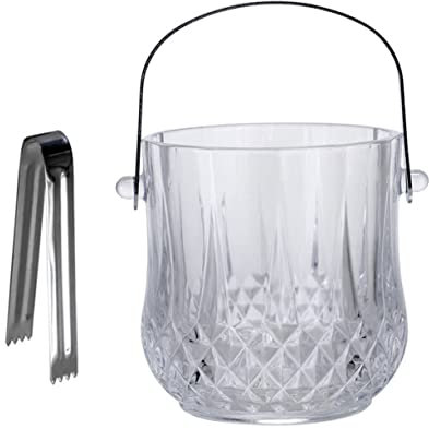 FUNOMOCYA Eiskübel Glas Mit Griff Handlicher Eisbehälter Transparent Leicht Und Stabil Für Bar Restaurant Und Haushalt