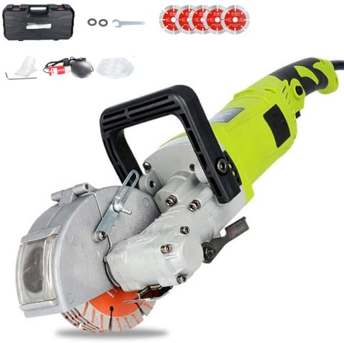 DOJOEUU Rozadora de Pared eléctrica, máquina cortadora de Ranuras de Pared Profesional de 7500 RPM, Ancho de ranurado Ajustable, Fuerza Potente de 4000 W, Herramienta automática para ranurar Paredes