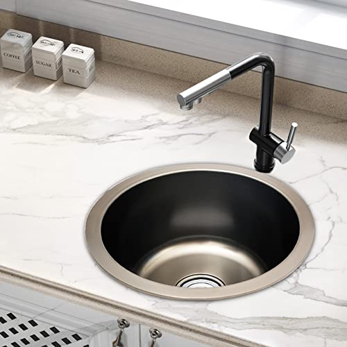 MEHOOSPVN Edelstahl Rund Küchenspüle Rundspüle Becken Edelstahlspüle Spüle Einbauspüle Spülbecken, geeignet für Küche und Wäschereigebrauch die Reinigung von Geschirr, Töpfen Pfannen, Grau, 36x15cm