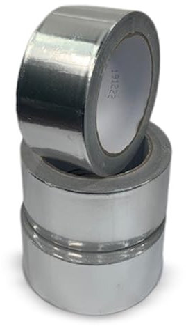 ATP Consumables Aluminium Foil Tape - 48mm x 50m, 40 Micron Thickness - Adhesive Insulation Tape - Radiator Heat Reflector - Waterproof Sealing Tape - Easy Roll Application - 3 Rolls
