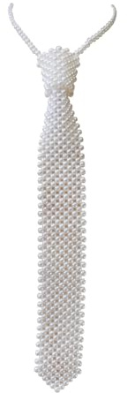 SMTCM Perlen Krawatte Damen Kostüme Krawatten mit Perle Hemd Ausgehöhlt Halsband Handgemachte Weben Kragen Glitzer Schal Kette Glitzer Schal Kette Vintage Falschen Kragen für Cosplay Party Club
