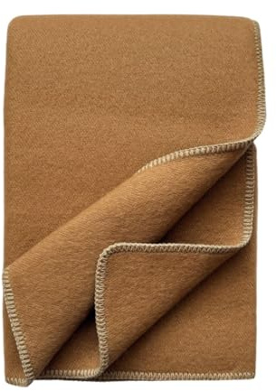 JOWOLLINA WoolOnly Doubleface Plaid double-face in lana norvegese, 130 x 200 cm (cammello)