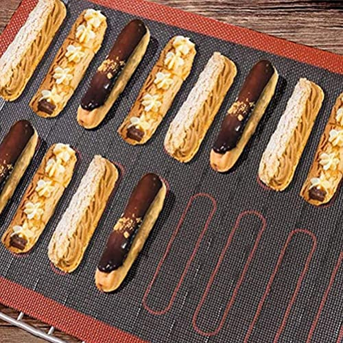 Tnfeeon Tappetini da Forno Eclair Tappetino da Forno Cova per Forno per Cottura Pane Cookie Silicone Tappetino Non Stick Riutilizzabile Perforato (30 * 40)