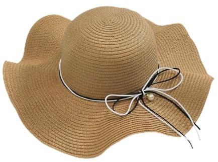 MILAKOO Breite Krempe Strohhut für Frauen Faltbar Sommer Strand Sonnenhut Outdoor Cap mit Verstellbarem Seil