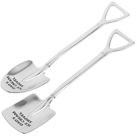 KOCKSHION 2stücke Edelstahl Eislöffel Mit Gravur Lustige Kaffeelöffel Für Väter Einzigartiges Für Jubiläen Und Geburtstagsfeiern Für Desserts Und Eiscreme