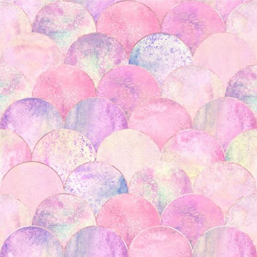Yumeihoe Luxury Fish Scale Wallpaper Pink Wave Peel and Stick Wallpaper | Removable Contact Paper Waterproof Self Adhesive Wall Coverings for Living Room/Bedroom/Bathroom 17.7x118