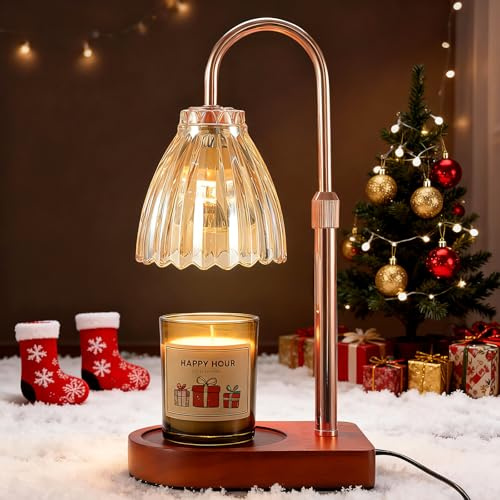 ADEWALK Candle Warmer Lamp with Timer & Dimmer - Adjustable Height, 50W Bulb*2, Flameless Candle Heater Lamp for Jar Candles, Ideal Christmas Birthday Gifts & Home Decor, Warming Gifts for Women,Brown