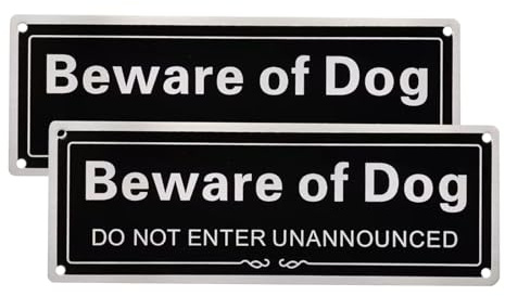 Whimsigulp Beware Of The Dog Sign, Outdoor Gate Sign, Waterproof, Rustproof, Fade-Resistant, Warning Sticker For Yard Fence, 25x9cm
