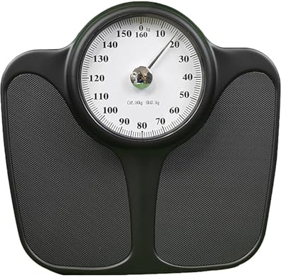 Bilancia pesapersone meccanica, bilancia pesapersone a molla con pedale antiscivolo in gomma e 4 cuscinetti antiscivolo ammortizzanti, misura fino a 160 kg, per bagno, scuola