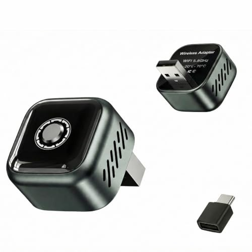NUOVO 2026 Adattatore CarPlay Wireless & Android Auto 2 in 1, Corpo in Metallo Dissipante con Pulsante One-Click per Scambio Rapido, Dongle Mini Bassa Latenza 5.8GHz per, Compatibile con USB-A e USB-C