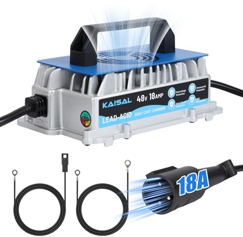 KAISAL 48V 18A golfvagnsbatteriladdare för Club Car, smart flerstegs och underhållsladdare, 48 V batteriladdare