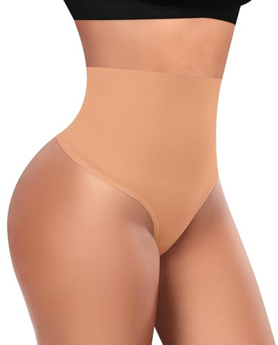 Werena Womens Thong Shapewear Tummy Control Knickers | Mid Waist Body Shaper Panties, Seamless No VPL Stomach Flattener, No-Roll Control Underwear & Shaping Support Pants Girdle
