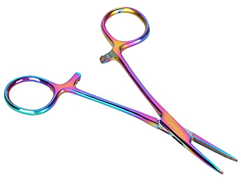 Julihai Alicates Hemostáticos para Arrancar el Pelo de Las Orejas de Mascotas, Abrazadera de Agarre Apretado para Limpieza de Perros, Acero Inoxidable Colorido de 5,5 de Longitud para Peluqueros