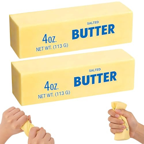 2 Stück Butter Quetschspielzeug, Butter Sensorik Anti Stress Spielzeug, Langsam Aufsteigendes Butter Form Sensorik Spielzeug, für Stressabbau und Dekompression Erwachsener