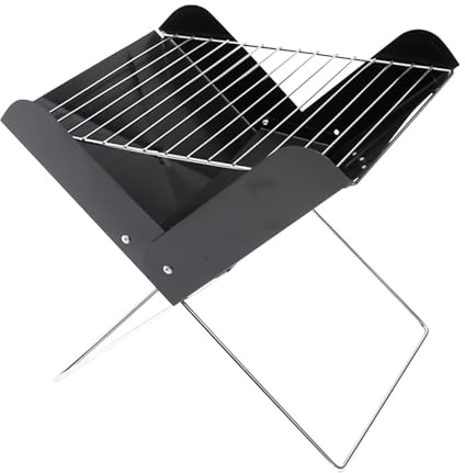 Portable Charcoal Barbecue Grill for Camping - Heavy-Duty Metal Desktop Campfire Equipment - Perfect for BBQ Picnics Outdoor Cooking and Campfires