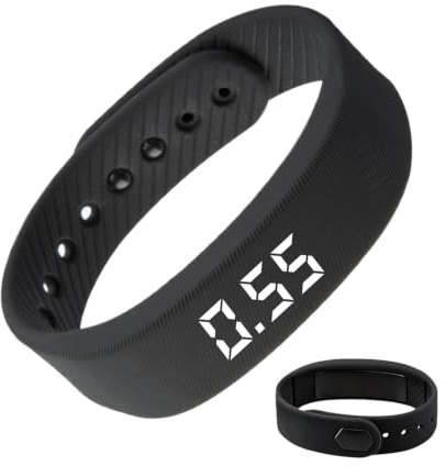 Xivicii Black Step Tracker Watch, Digital No Bluetooth Sport Pedometer Steps Counter Watch, Fitness Step Counter No App for Running, Climbing, Walking