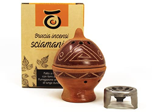 Brûleur d'encens en Terre Cuite - Idéal pour brûler des Grains, des cônes et du Charbon de Bois - Fabriqué à la Main