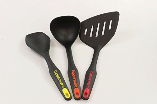 TUPPERWARE Mestolo Tecna arancione+Spatola Larga rosso+Cucchiaio Tecna giallo