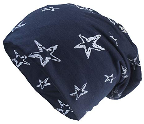 Glamexx24 Stjärna lång beanie mössa unisex stjärnmönster hatt varm och mjuk på sommaren hösten och vintern, Mörkblå 2, En Storlek