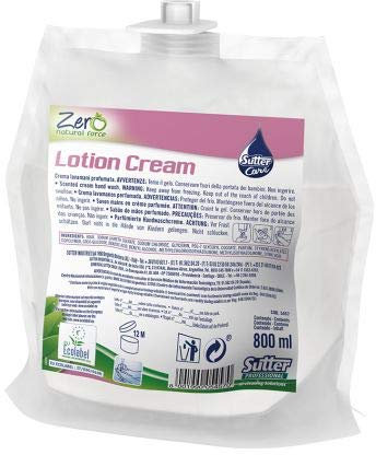 Deter Center Sutter Zero Lotion Cream Sapone lavamani Naturale in Crema Certificazione Ecologica Ecolabel - Cartone 6 Bags Ricarica da ml.800