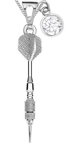Goldene Hufeisen Dartpfeil Zirkonia Kristall Anhänger mit Halskette 925 Echt Sterling Silber Frauen Herren Kette Dart Pfeil