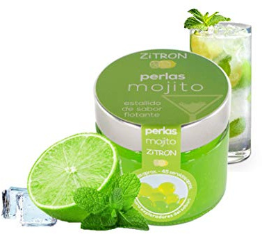 180g Perlas mojito para cóctel.Fruta concentrada en perlas gintonic/decoración/tapas/ensaladas/navidad.Perlas comestibles mojito.Esferas coctel molecular.Cocteles en esferas zitron.160-180 esferas