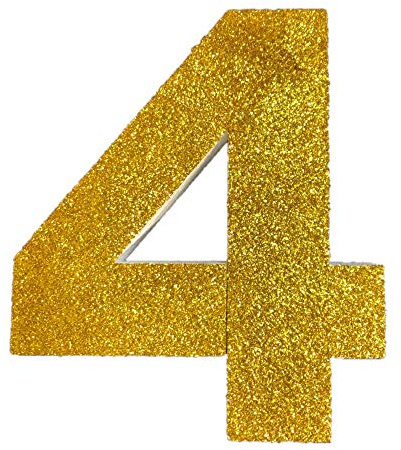 DecoPorex Glitzerzahlen aus Polystyrol, 20 cm hoch, 3 cm dick für Jubiläen, Geburtstage und Feiern und Veranstaltungen. (4, Gold)