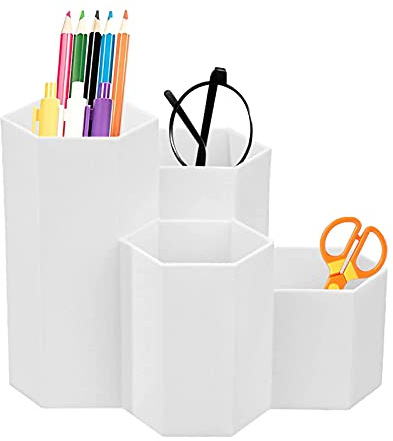 Xionghonglong Porte-Stylo Hexagonal,Stylo Hexagonal en Plastique,Organisateur de Bureau,Organisateur Multifonction Papeterie Crayon,Plastique Pot Crayon,Pot a Crayon,Pour la Maison/Bureau/l'école
