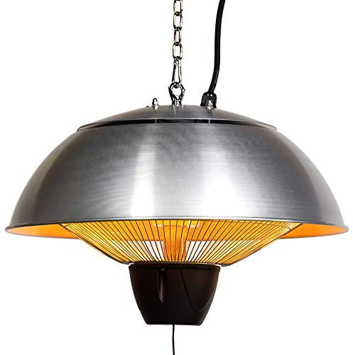 Heatlab 1.5kW Halogen Bulb Electric Infrared Hanging Patio Heater in Stainless Steel