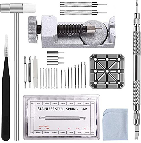 142 Stücke Uhrenwerkzeug, Uhren Reparatur Set, Uhrenarmband Werkzeug, Uhrmacherwerkzeug Set, Profi Uhrenwerkzeug, Mit Aufbewahrungstasche, für Uhrenband Reparieren, Einstellen, Ersetzen