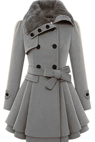 WHZXYDN Nouveau Manteau en Laine Long Et Mince pour Femmes Manteau en Laine à Double Boutonnage Trench-Coat pour Femmes