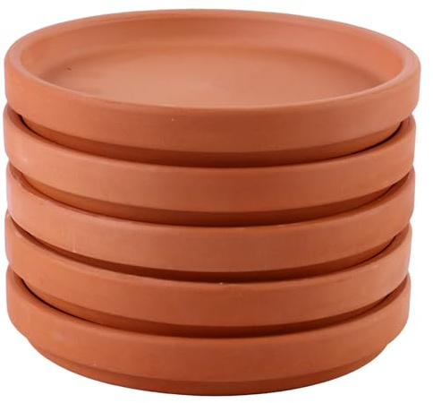 TOPBATHY Lot De 5 Soucoupes en Terre Cuite pour Pots De Fleurs, Assiettes De Plantes RéSistantes Et Durables, Plateau Collecteur d'eau pour IntéRieur Et ExtéRieur, DiamèTre IntéRieur 7,8 Cm
