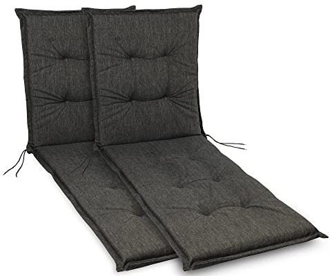 sunnypillow 2 Stück Liegenauflagen 190 x 60 - Auflage Sonnenliege Polster für Gartenliege extra dick 9cm - Polsterauflagen, wasserdicht, UV Lichtecht für Gartenmöbel Liegestuhl Liegen - Anthrazit