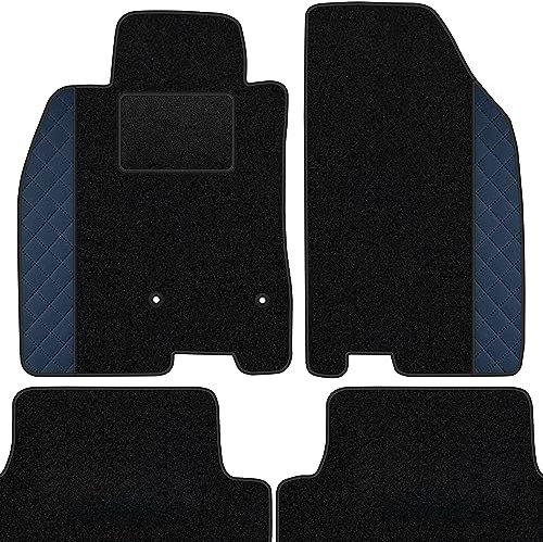 moto-MOLTICO Fußmatten Auto Velours Autoteppiche Schwarz Automatten Set 4-teilig - Auffälliges Design - passend für Renault Kangoo II 2008-2021 5 Personen (Blaues Muster)