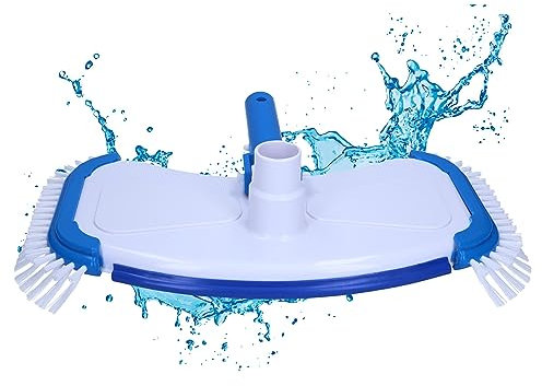 Amapool Pool-Bodensauger Deluxe mit acht unteren und zusätzlich Vier seitlichen Borsten I extra schwere Ausführung I Poolbürste mit Clip-On-Anschluss I Anschluss für Poolschlauch Ø 32/38 mm