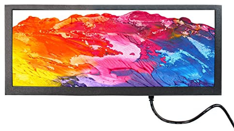 VSDISPLAY Portable Gaming Monitor mit Lautsprechern, 31,2 cm (12,3 Zoll) 1920 x 720 600 NIT IPS Weit Bar Bildschirm, USB VGA Videoeingabe, mit Stromversorgung 12 V DC