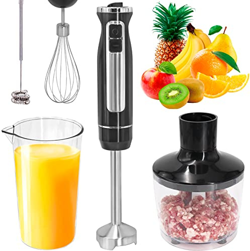 PowerLix Powerful Handheld Milk Frother With Stand Battery Operated Foam Maker Frother Wand For Coffee (A Black) (Hand Blender Set)