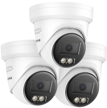 ANNKE NC800 4K/8MP POE övervakningskamera, 3 stycken övervakningskamera med person-/fordonsidentifiering, 130 fot Ture Color mörkerseende, metallhölje, integrerat Micro SD-fack och mikrofon, IP67