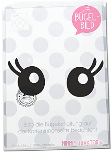 Bügelbild Augen mit Wimpern je ca. 4 cm Flockfolie Aufbügler Applikationen Bügelsticker für Stoffe Textilien Kinder zum Aufbügeln Flicken, Farbe:schwarz
