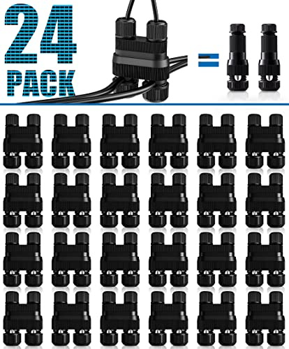 SUNVIE Fastlock2 Low Voltage Wire Connector Landscape Lighting Connectors 14-18 Gauge Waterproof Low Voltage Connectors Outdoor Landscape Wire Connector for Garden Yard Path Lights, 24 Pack