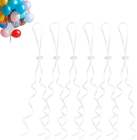 GoldRock Chiusure per palloncini a elio con corda, 100 pezzi, per fare palloncini a forma di ghirlanda, colore bianco, con chiusura a mongolfiera, per matrimoni, compleanni, feste