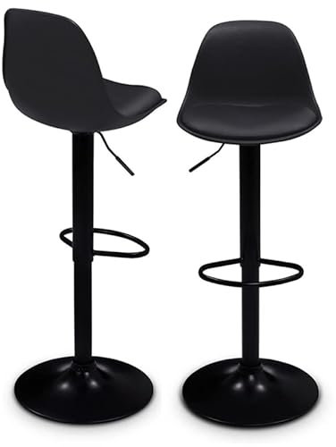 IDMarket - 2 taburetes de bar, diseño Karl, color negro, pie negro